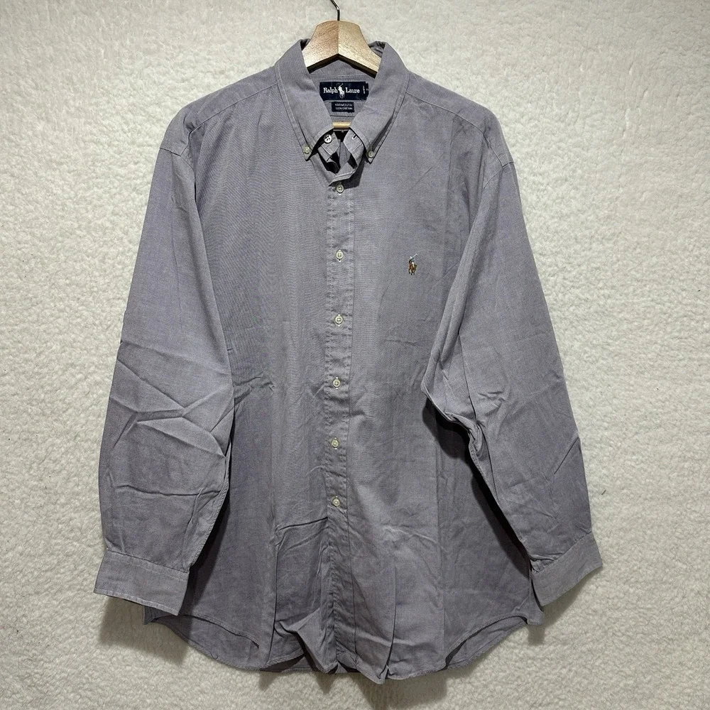 Polo Ralph Lauren Yarmouth Purple Button‎ Down Long Sleeve Shirt Size 17 34/35